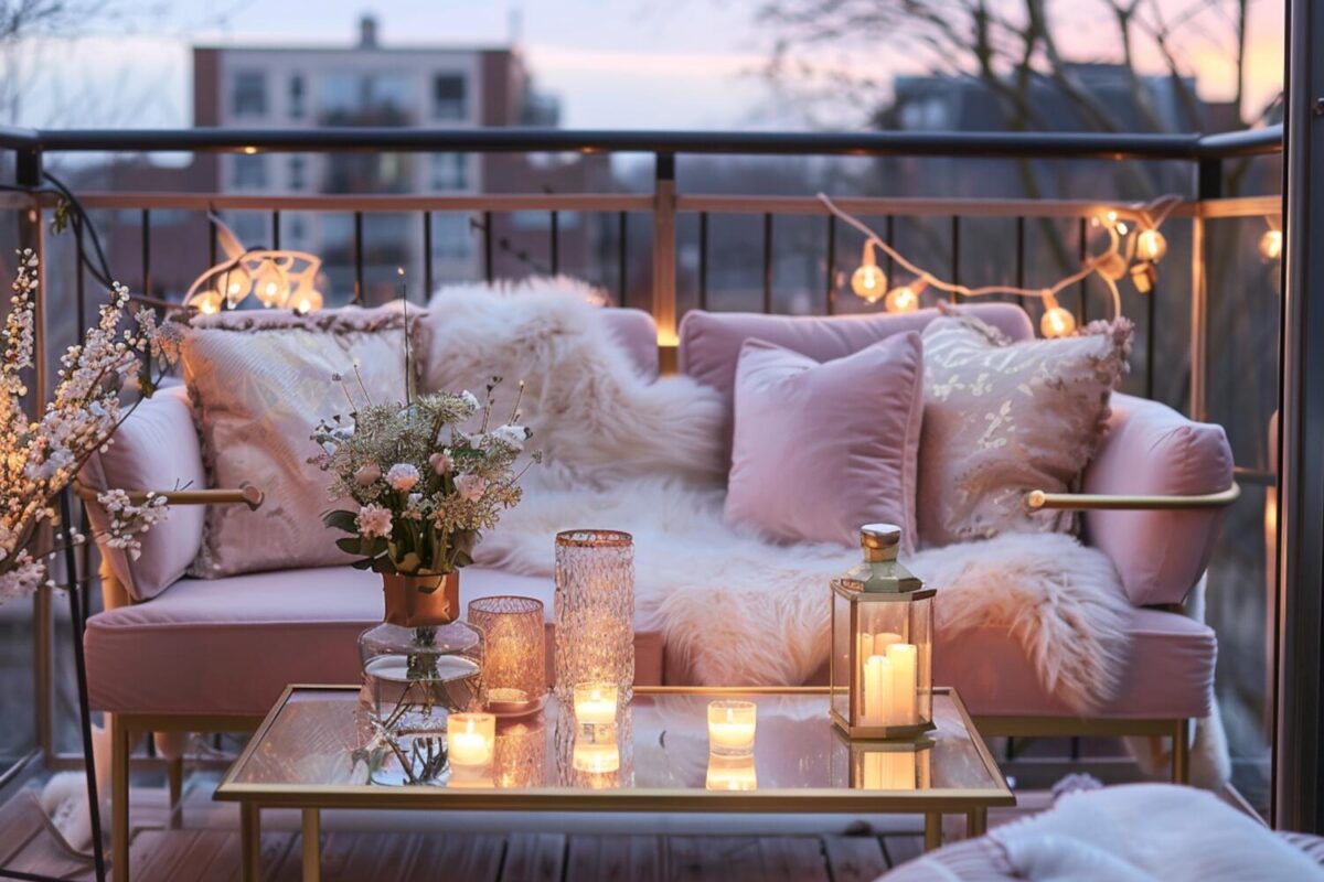 Jak urządzić balkon w stylu glamour z lampami w odcieniach srebra i złota?