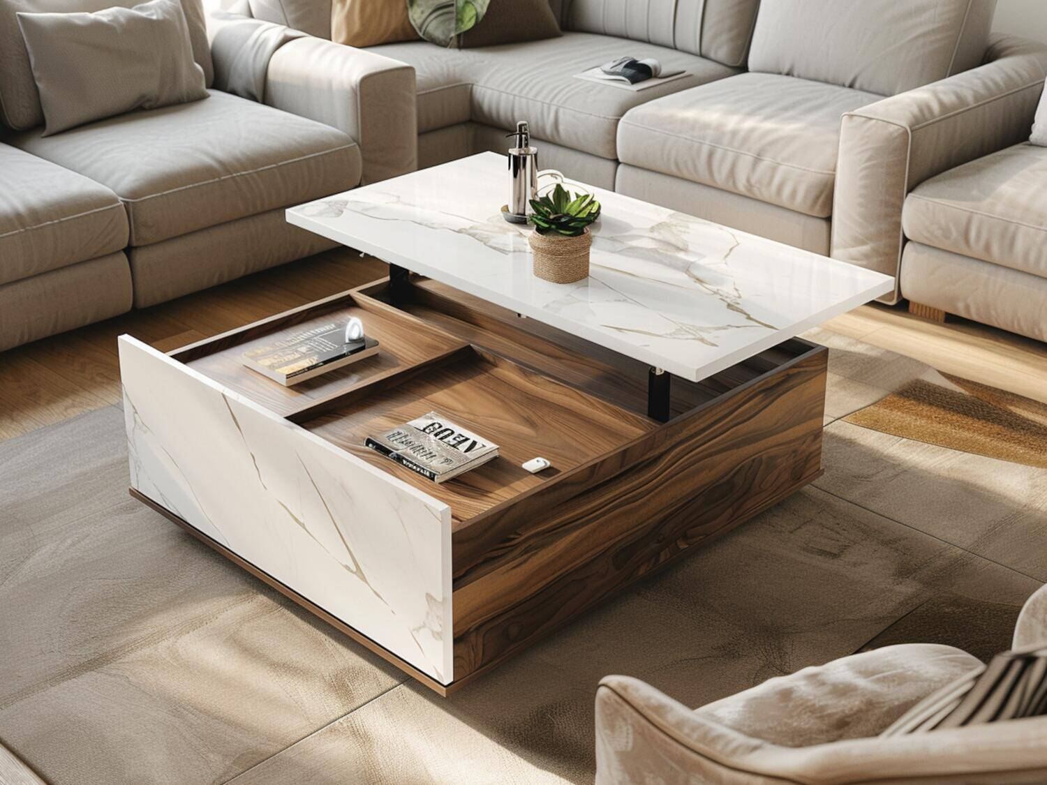 10 inspiracji na stoły kawowe z funkcją przechowywania.