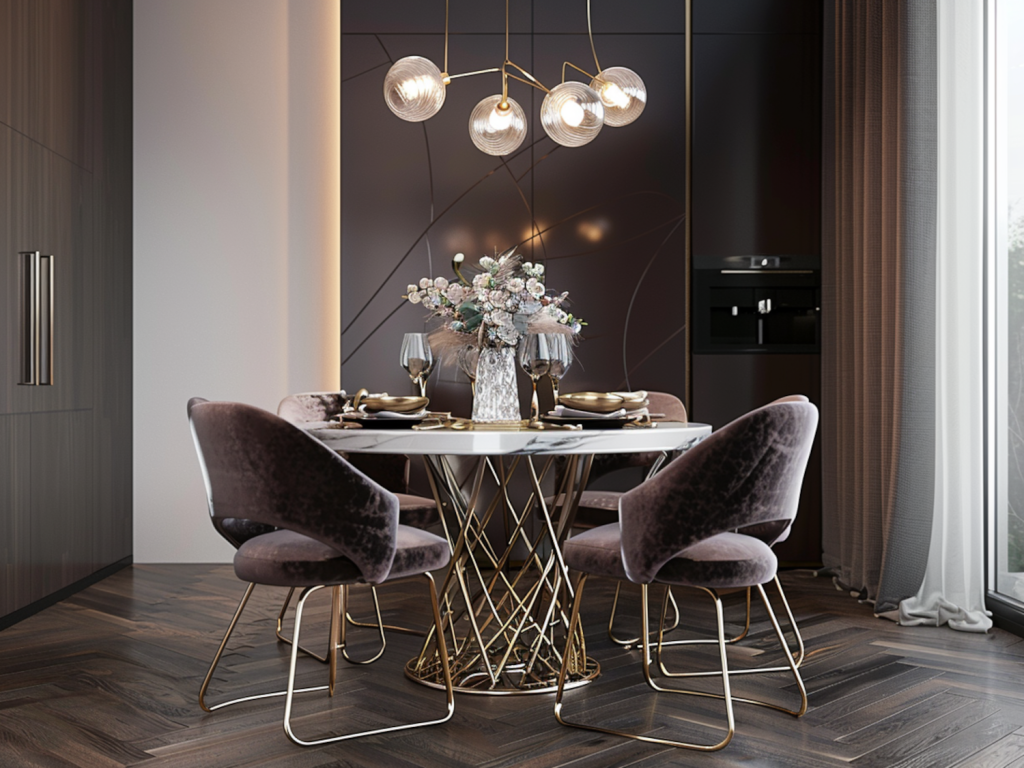 10 inspiracji na wnętrza glamour z dodatkami metalowymi.