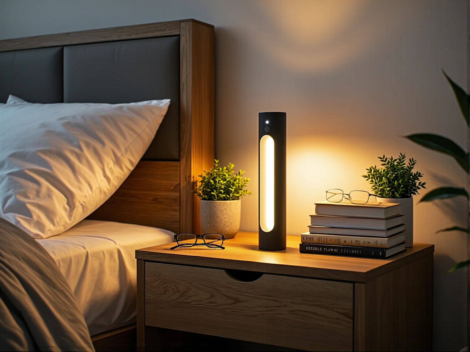 Energooszczędne żarówki LED i panel sterowania pokazujący niskie zużycie energii.