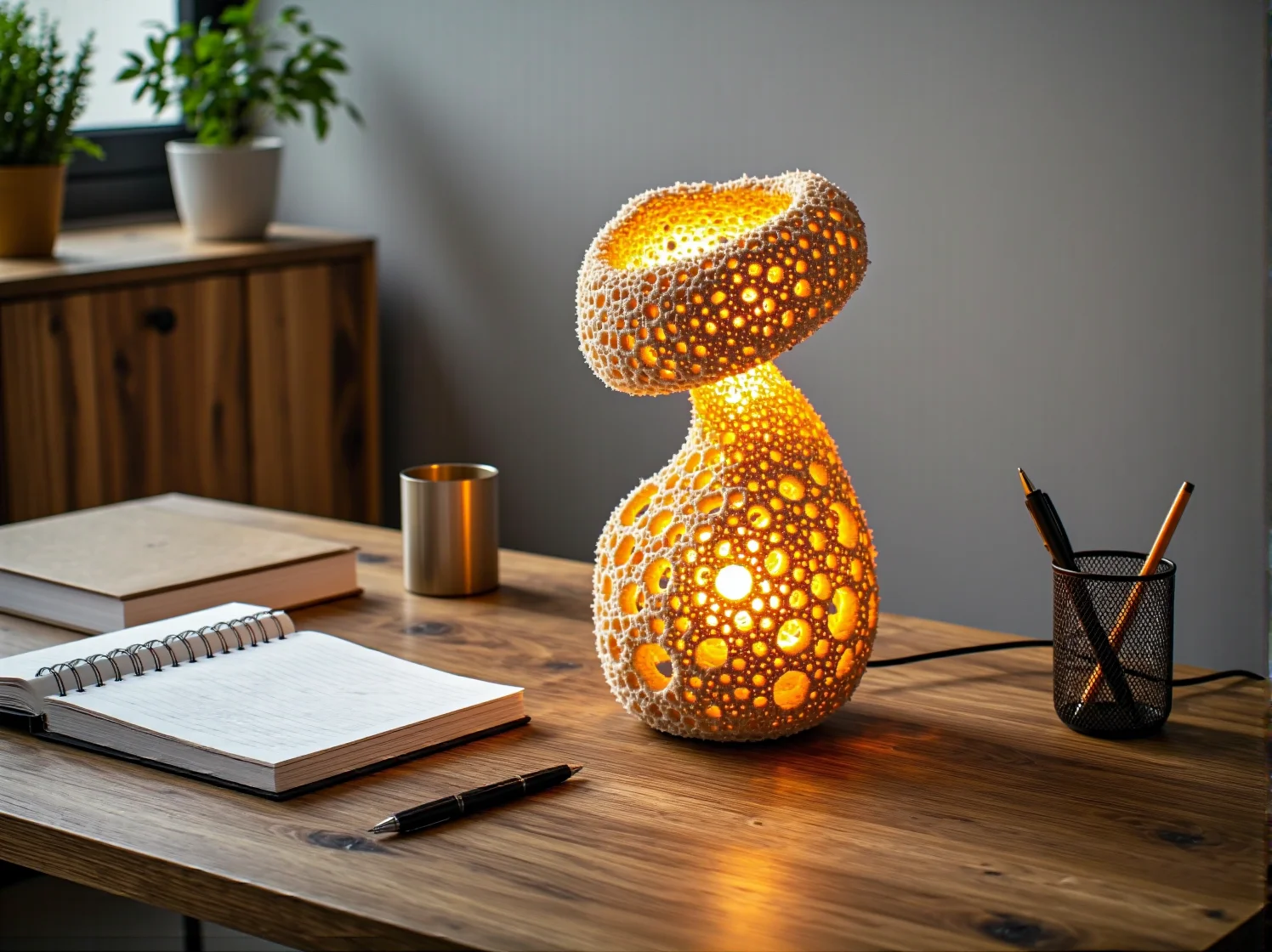 Designerski fotel z druku 3D wykonany z recyklingu odpadów, technologia w służbie ekologii.