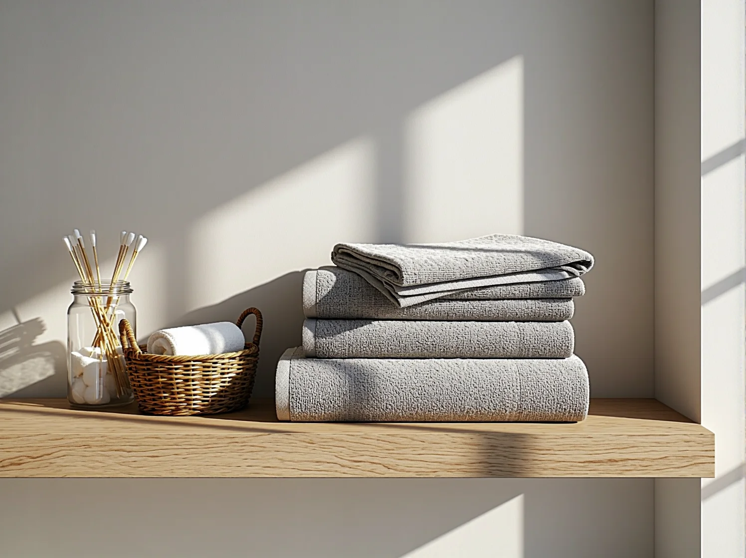 Funkcjonalne przechowywanie i minimalistyczne dodatki w małej łazience scandi.