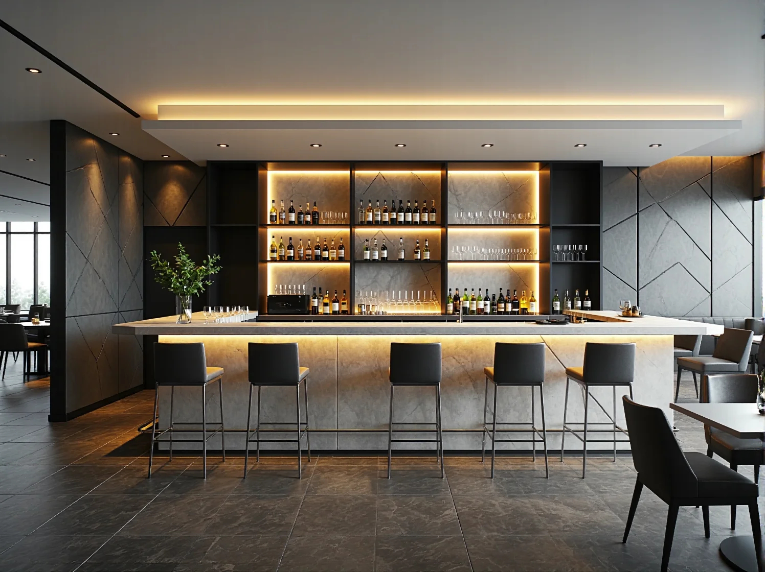 Funkcjonalne stoły restauracyjne w stylu nowoczesnym dopasowane do wystroju wnętrza.