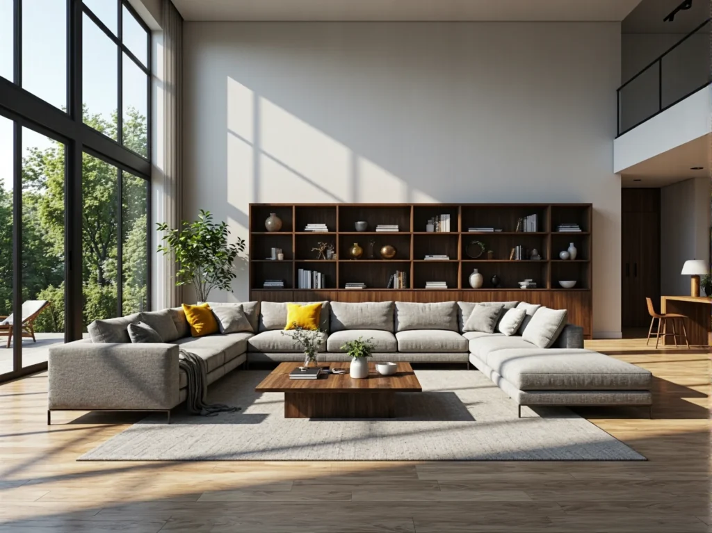 Regał otwarty orzech z dwunastoma półkami na książki