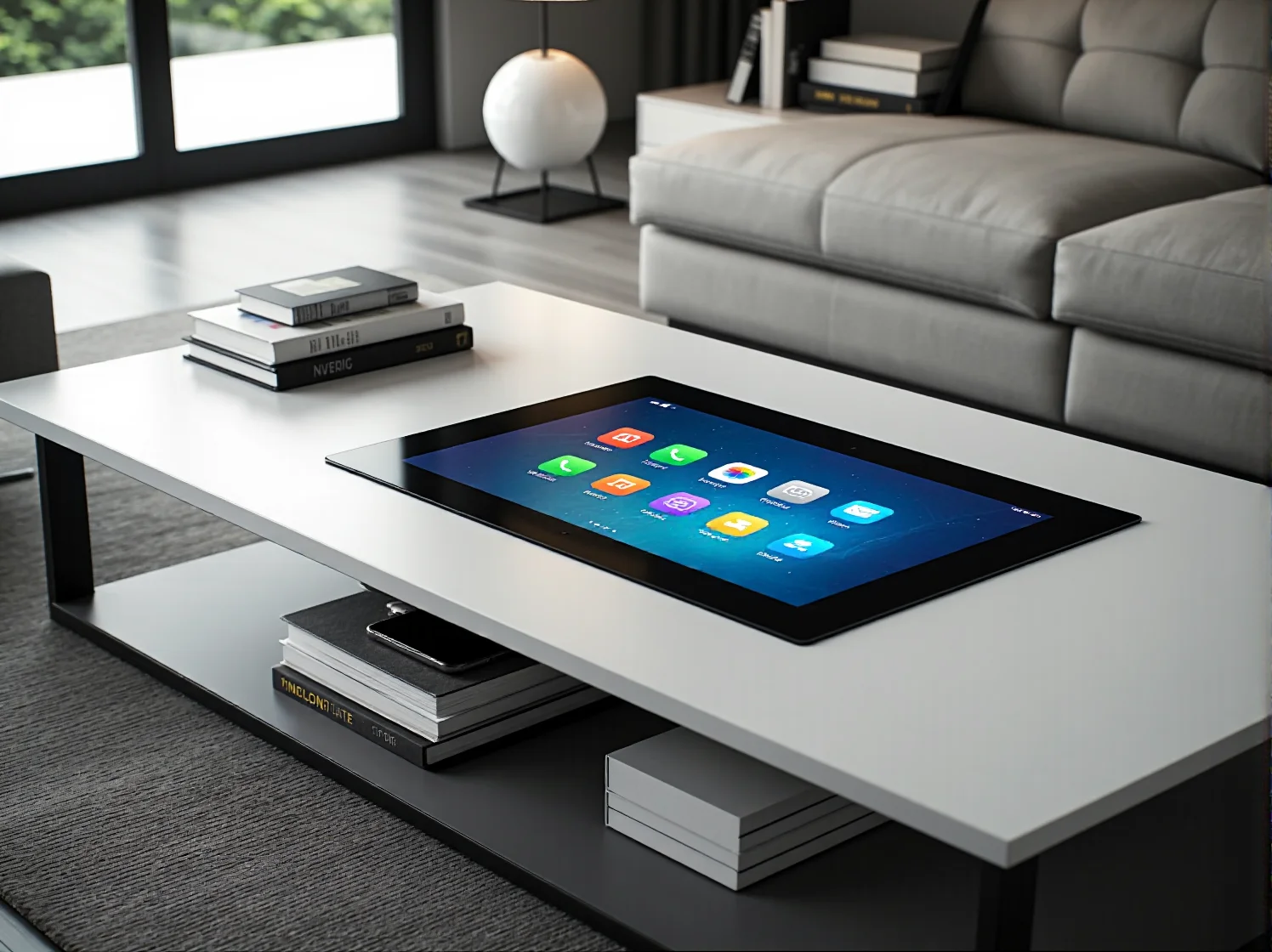 Inteligentny stolik kawowy z wbudowaną lodówką i głośnikami Bluetooth