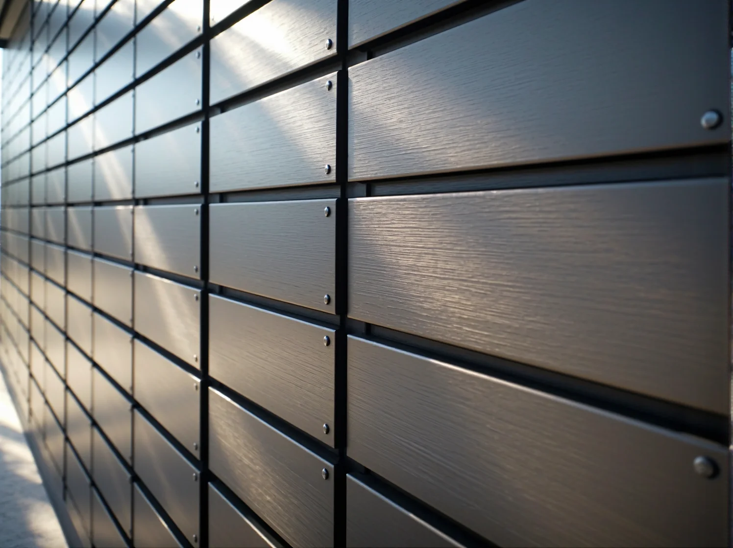 Kinkiet elewacyjny góra-dół podkreślający metalowe detale nowoczesnej architektury.