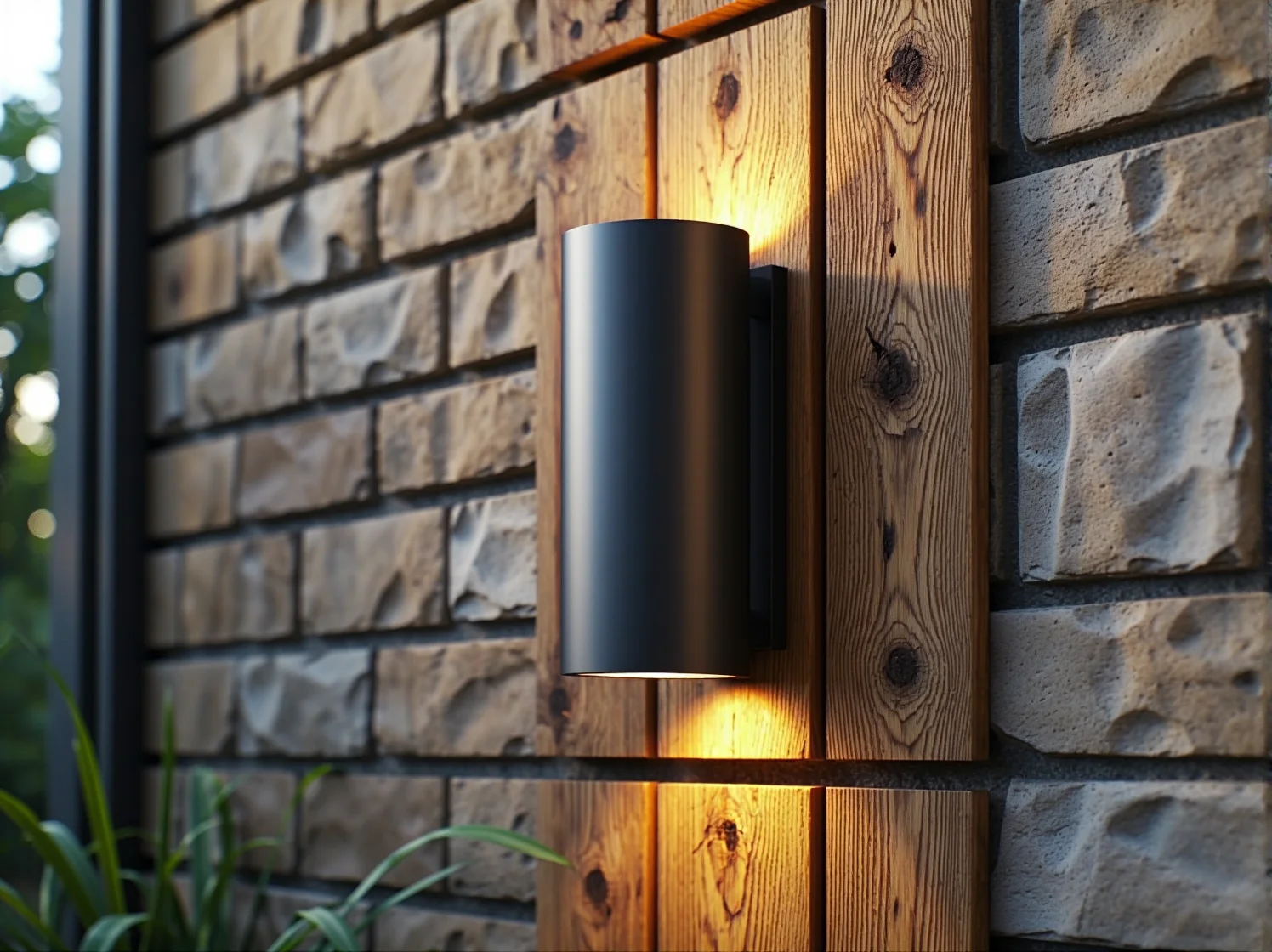 Klasyczny kinkiet zewnętrzny w stylu latarni na ceglanej ścianie wiejskiej posiadłości