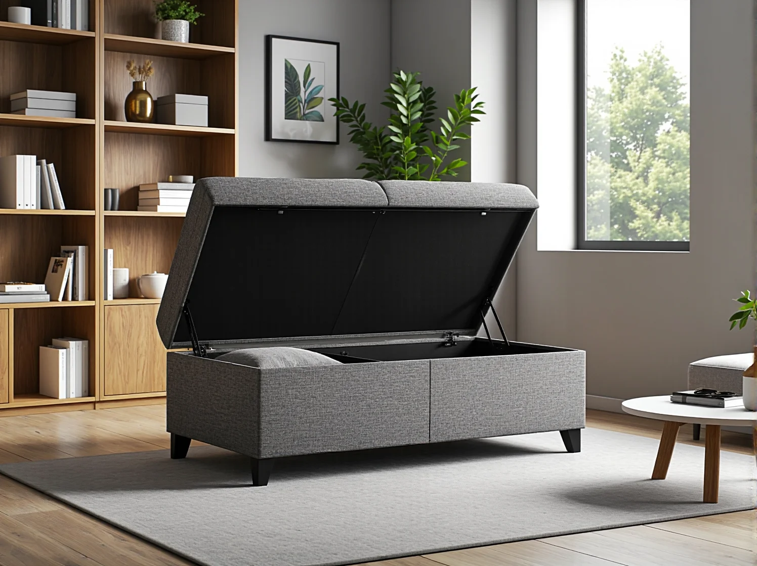 Solidny metalowy stelaż w rozkładanej sofie, gwarantujący trwałość i funkcjonalność mebla typu smart.