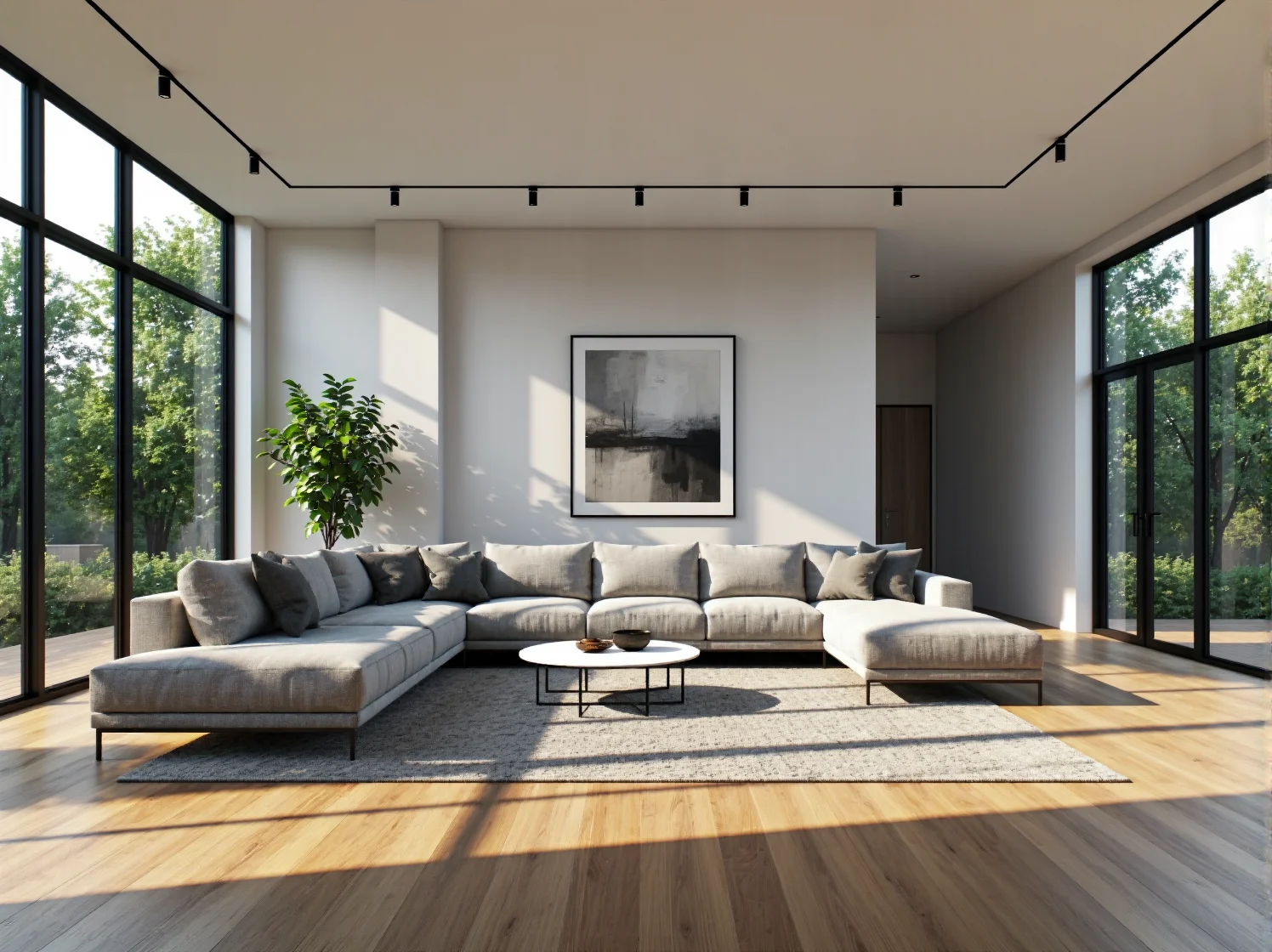 Nowoczesny salon z dużym narożnikiem i minimalistycznym oświetleniem – jak stworzyć harmonijne wnętrze? - ilustracja 3