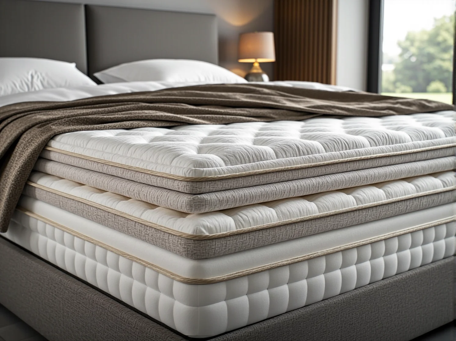 Stylowe łóżko kontynentalne z nowoczesną technologią wspomagającą zdrowy i głęboki sen.