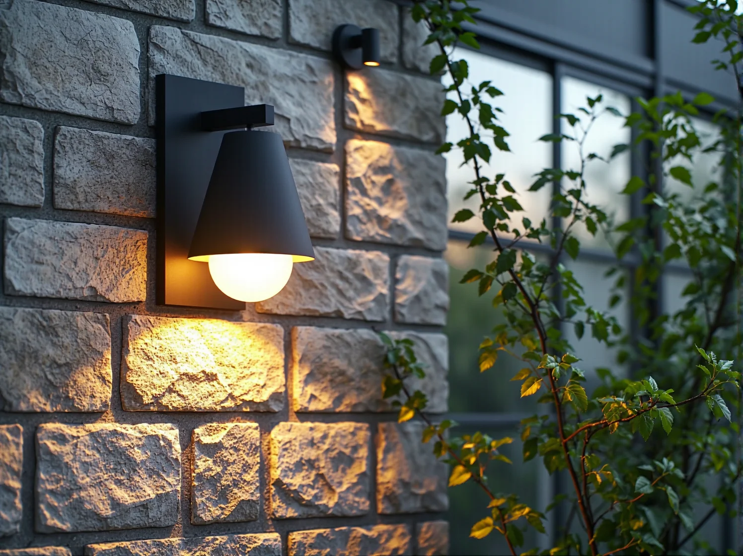 Oświetlenie elewacyjne w ogrodzie zimowym ustawione tak, aby uniknąć odbić i efektu lustra na szybach.