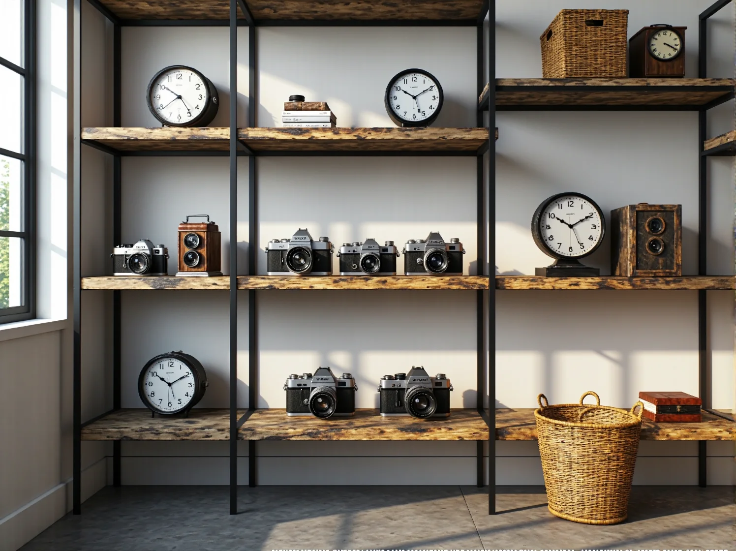 Otwarty regał metalowy w stylu loftowym idealny do minimalistycznego sypialni