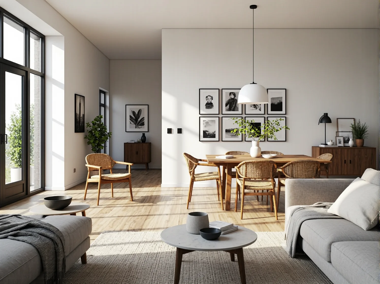 Pastelowe dodatki w skandynawskim salonie jako akcent kolorystyczny w jasnym wnętrzu.