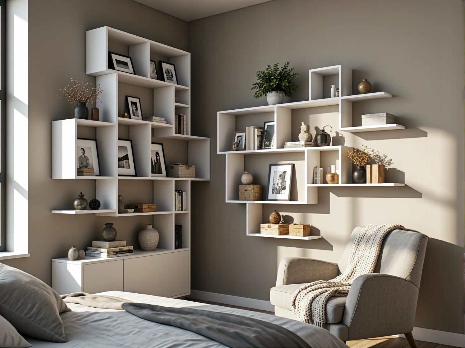 Praktyczne półki ścienne na książki w domowym biurze – efektywna organizacja przestrzeni.