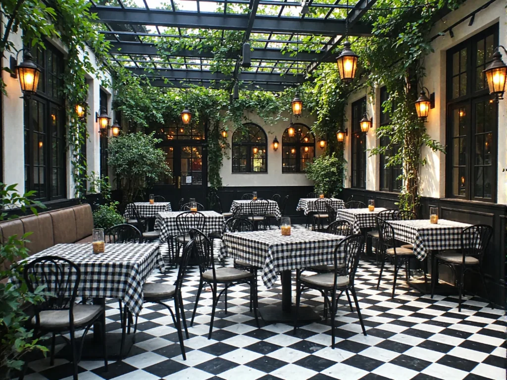 Czarne metalowe krzesła retro do restauracji i ogródka gastronomicznego