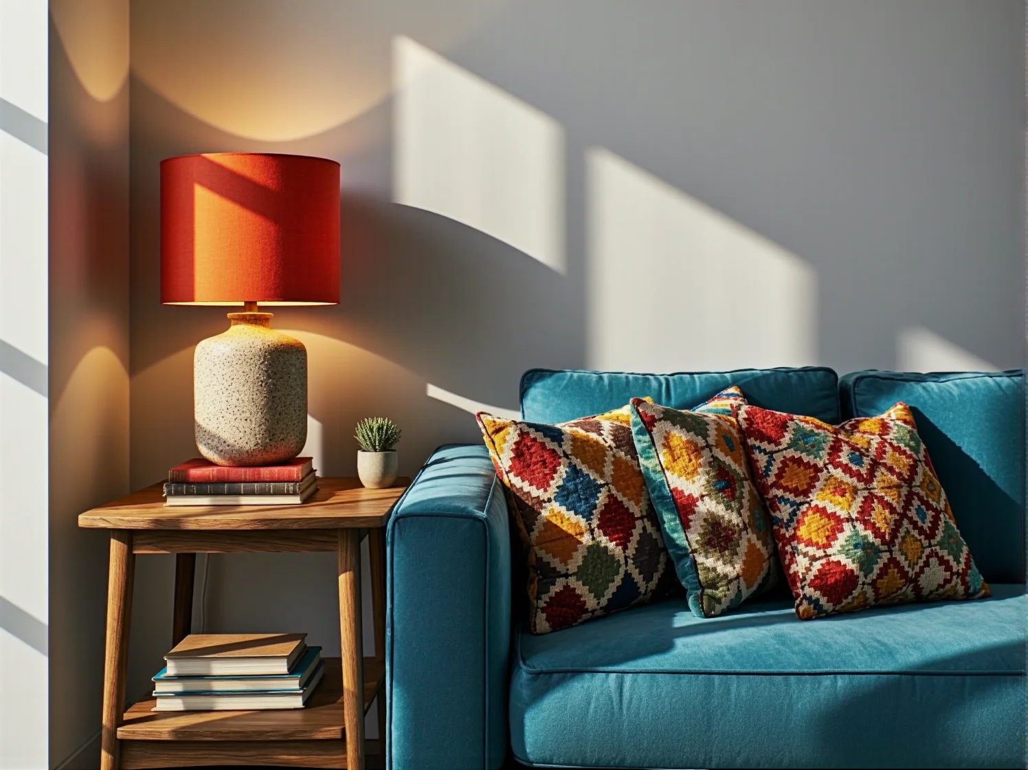 Okrągły stolik kawowy na cienkich nóżkach w klimacie lat 70.