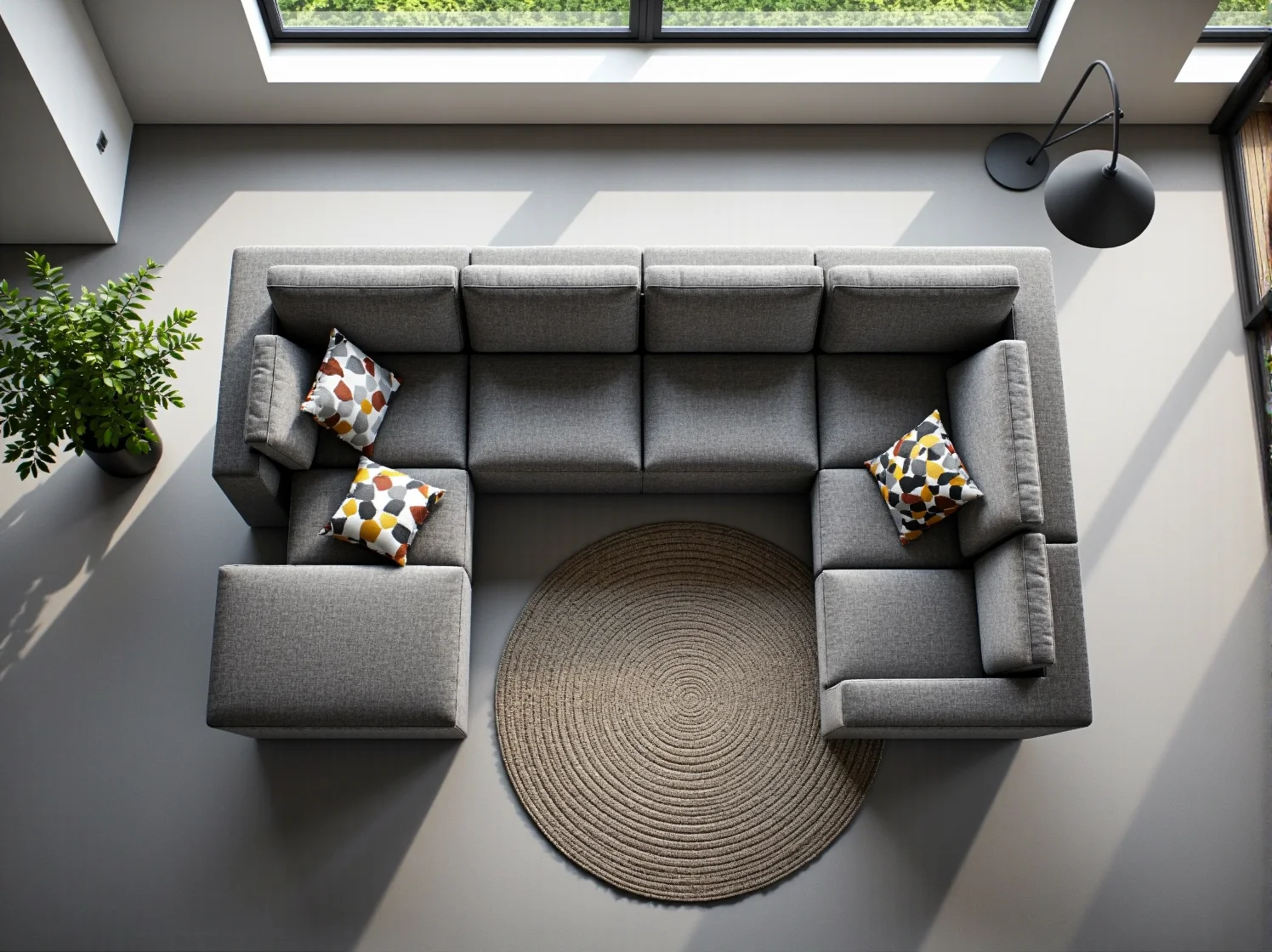 Stylowa sofa modułowa z wygodnymi poduszkami, najlepszy wybór na małym metrażu.