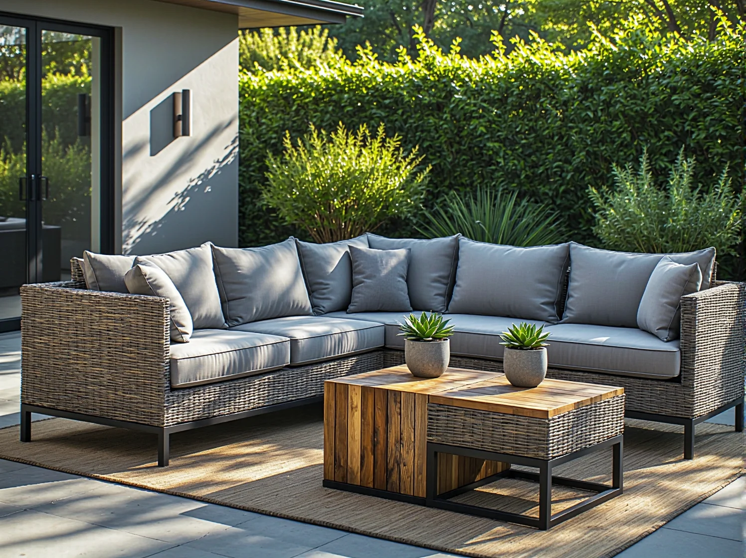 Detal mebla wykonanego ze szlachetnego drewna i metalowych wykończeń w luksusowym stylu.