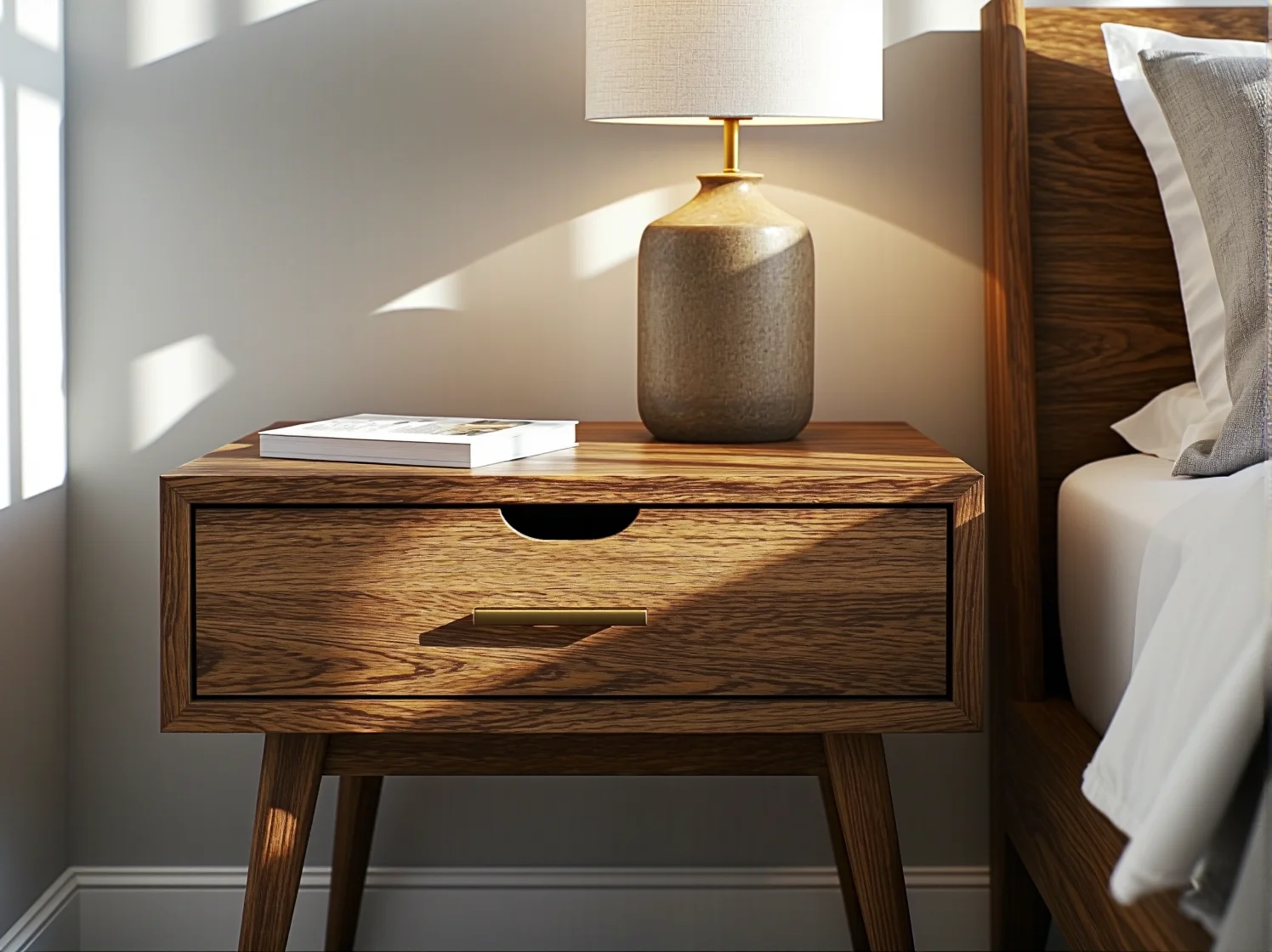 Zbliżenie na usłojenie stołu z litego drewna, podkreślające jego naturalne piękno i trwałość.