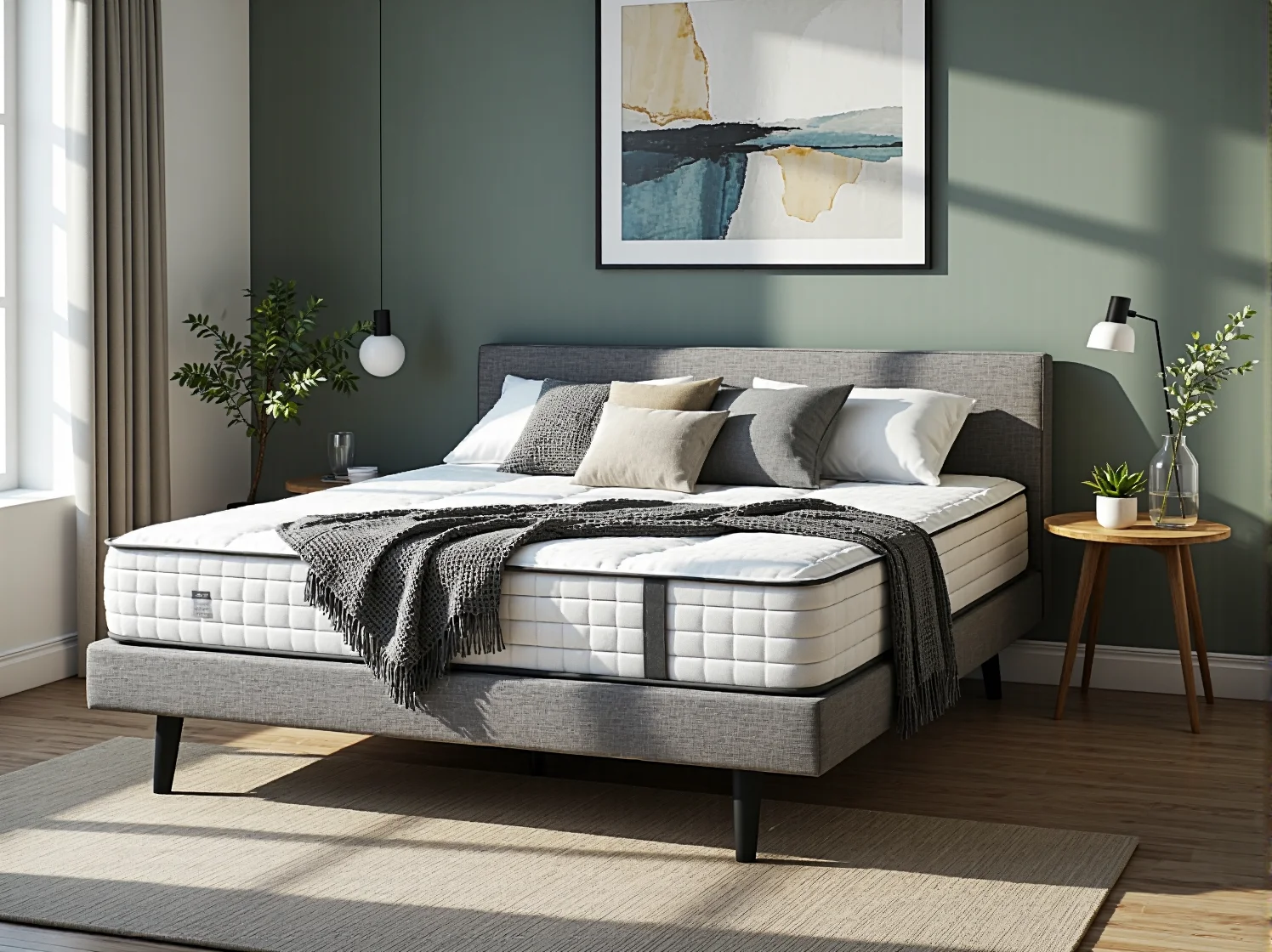 Zdrowy sen na twardym materacu wspierającym kręgosłup osoby o wyższej masie ciała.