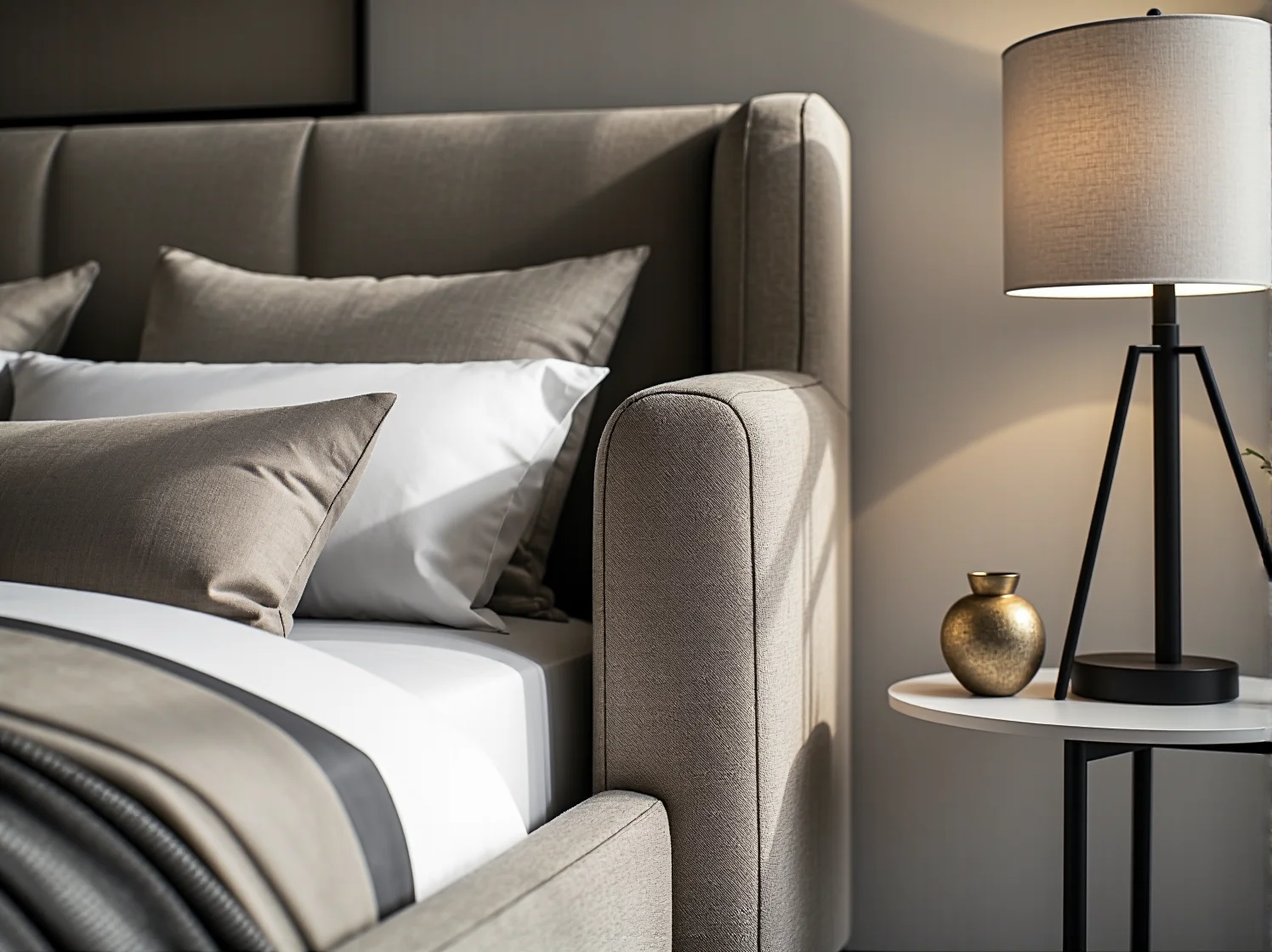 Detal budowy materaca premium w łóżku kontynentalnym, który zapewnia zdrowy i spokojny sen.