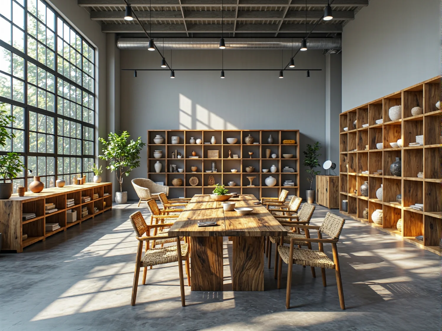 Duży stół drewniany dębowy z masywną nogą i krzesłami